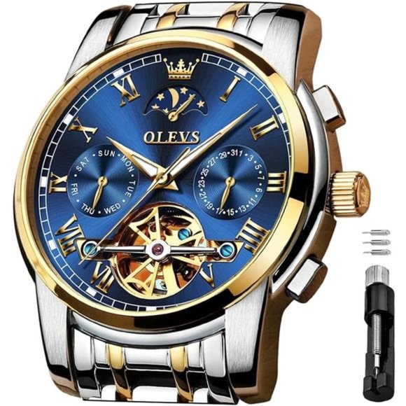 Men's Automatic Watches Waterproof Chronograph Stainless Steel For Men - Picture 1 of 6